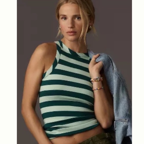 Brand New The Krista Ribbed Striped tank By Maeve - Picture 1 of 3
